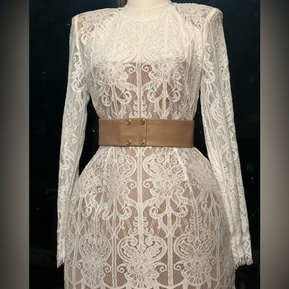 🆕 BRONX & BANCO 🧿 NWOT Casey White Lace Long Sleeve Mini Dress, Sz L / US 8 - Picture 12 of 16